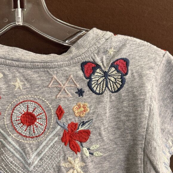 JOHNNY WAS Aravis Flutter Sleeve V Neck Ebroidered Top Butterfly Size SMALL - Picture 6 of 7